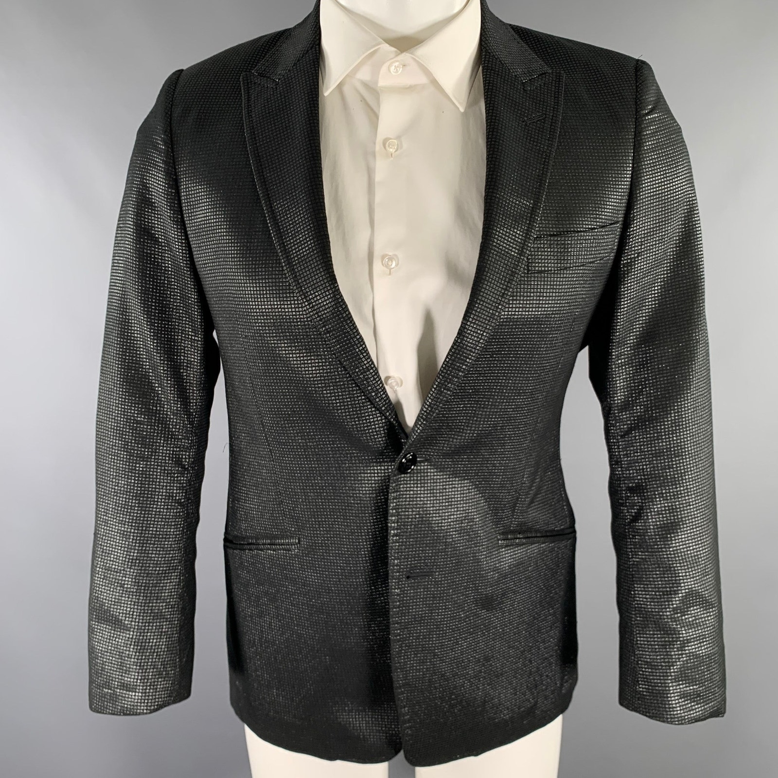 Versace Collection Size 36 Black Grey Shimmery Viscose Blend Sport Coat